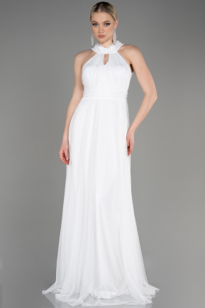 White Long Prom Gown ABU3252