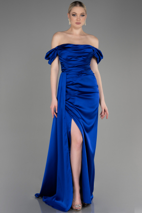 Длинное Атласное Платье Для Помолвки Ярко-синий ABU1606