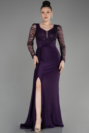 Dark Purple Long Sleeve Evening Dress ABU3834