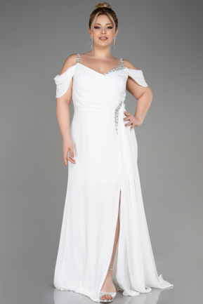 Вечернее Платье Большого Размера Сифон Длинный Белый ABU3742