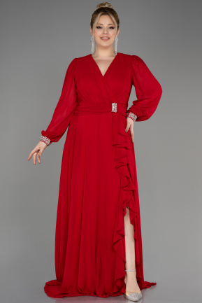 Длинное Шифоновое Вечернее Платье красный ABU3222
