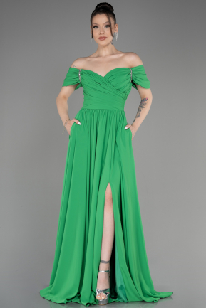 Green Long Chiffon Evening Dress ABU3827