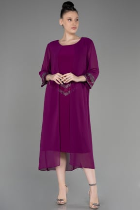 Платье для приглашения большого размера Миди Фиолетовый ABK2061