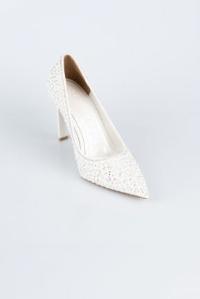 Beyaz Taşlı Stiletto AB1138