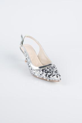 Gümüş Pullu Stiletto ABP2107