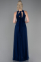Lacivert Halter Yaka Uzun Abiye Elbise ABU3252