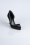 Siyah Taşlı Saten Stiletto Abiye Ayakkabı MJ8008