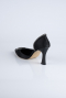 Siyah Taşlı Saten Stiletto Abiye Ayakkabı MJ8008