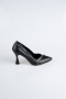 Siyah Deri Stiletto Abiye Ayakkabı MJD5158