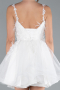 Ekru Askılı Üstü İşlemeli Mini Nikah Elbisesi ABK2214