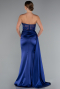 Lacivert Straplez Drapeli Uzun Saten Abiye ABU6141