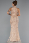 Gold Halter Yaka Boncuklu Uzun Balık Abiye ABU4791