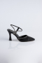 Siyah Lazer Kesim Stiletto Abiye Ayakkabı MJ5150