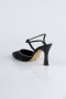 Siyah Lazer Kesim Stiletto Abiye Ayakkabı MJ5150