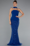 Saks Mavi Straplez Peplum Detay Taşlı Uzun Balık Abiye ABU5131