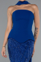 Saks Mavi Straplez Peplum Detay Taşlı Uzun Balık Abiye ABU5131
