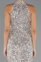 Bej Halter Yaka Midi Pul Payet Abiye Elbise ABK2474