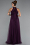 Mor Halter Yaka Uzun Abiye Elbise ABU3252