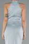 Mint Halter Yaka Yırtmaçlı Uzun Simli Abiye ABU5426