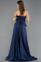 Lacivert Straplez Peplum Kuyruklu Uzun Dantel Abiye ABU5615