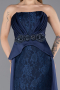 Lacivert Straplez Peplum Kuyruklu Uzun Dantel Abiye ABU5615