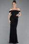Siyah Straplez Peplum Kesim Uzun Dantel Abiye Elbise ABU5685
