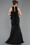 Siyah Pullu Straplez Peplum Kesim Uzun Balık Abiye ABU5704