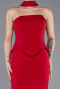 Kırmızı Straplez Peplum Kesim Uzun Abiye Elbise ABU5735
