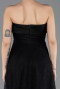 Siyah Straplez Midi Dantel Davet Elbisesi ABK2538