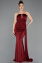 Bordo Straplez Uzun Abiye Elbise ABU5746