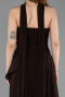 Kahve Straplez Peplum Kesim Uzun Şifon Abiye Elbise ABU5763