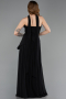 Siyah Straplez Peplum Kesim Uzun Şifon Abiye Elbise ABU5763
