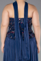 Lacivert Straplez Peplum Pliseli Büyük Beden Abiye ABU5793
