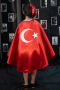 Kırmızı 23 Nisan Türk Bayrağı Baskılı Çocuk Pelerin KT100