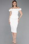 Ekru Çiçekli Kayık Yaka Peplum Midi Kalem Abiye Elbise ABK2583