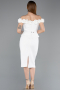 Ekru Çiçekli Kayık Yaka Peplum Midi Kalem Abiye Elbise ABK2583