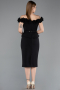 Siyah Çiçekli Kayık Yaka Peplum Midi Kalem Abiye Elbise ABK2583