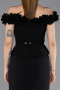 Siyah Çiçekli Kayık Yaka Peplum Midi Kalem Abiye Elbise ABK2583