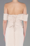 Bej Straplez Peplum Kesim Uzun Abiye Elbise ABU5559