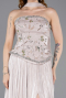 Vizon Straplez Peplum Kesim Pliseli Uzun Abiye ABU5786