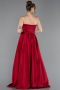 Bordo Straplez Uzun Saten Abiye Elbise ABU5105