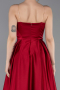 Bordo Straplez Uzun Saten Abiye Elbise ABU5105