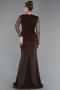 Kahve Dantelli Uzun Kol Peplum Kesim Abiye Elbise ABU6014