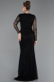 Siyah Dantelli Uzun Kol Peplum Kesim Abiye Elbise ABU6014