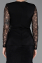 Siyah Dantelli Uzun Kol Peplum Kesim Abiye Elbise ABU6014