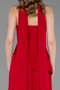 Kırmızı Straplez Peplum Kesim Şallı Uzun Şifon Abiye ABU6042
