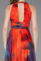 Orange Halter Yaka Yırtmaçlı Uzun Empirme Abiye Elbisesi ABU6048