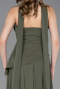 Haki Straplez Peplum Kesim Uzun Şifon Abiye Elbise ABU5763