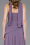 Lila Straplez Peplum Kesim Uzun Şifon Abiye Elbise ABU5763