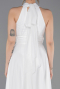 Ekru Halter Yaka Midi Şifon Mezuniyet Elbisesi ABK2612